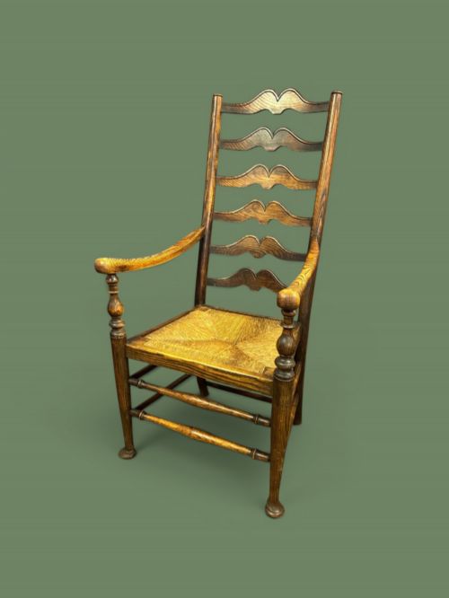 Elm country armchair with rushed seat