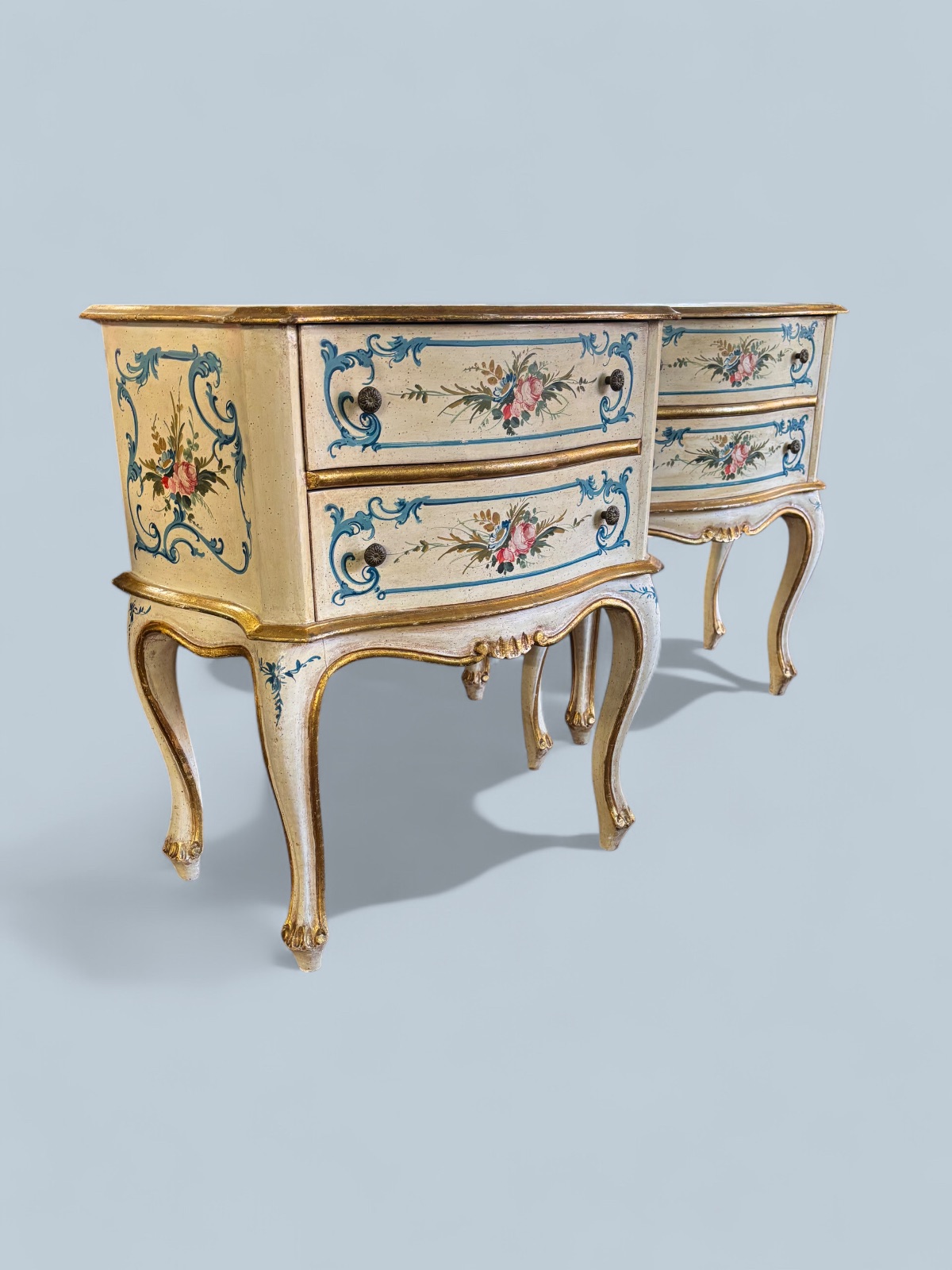 Pair of handprinted Italian Bedsides