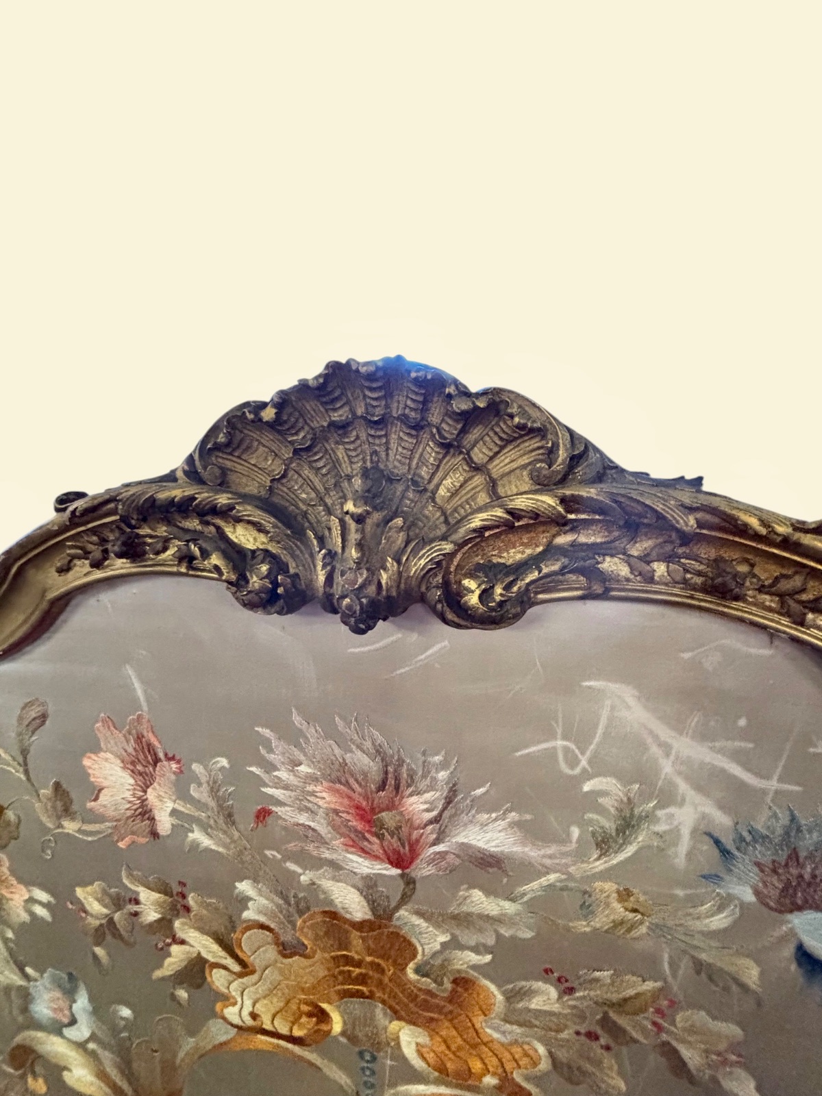 Decorative three panel gilt wood screen