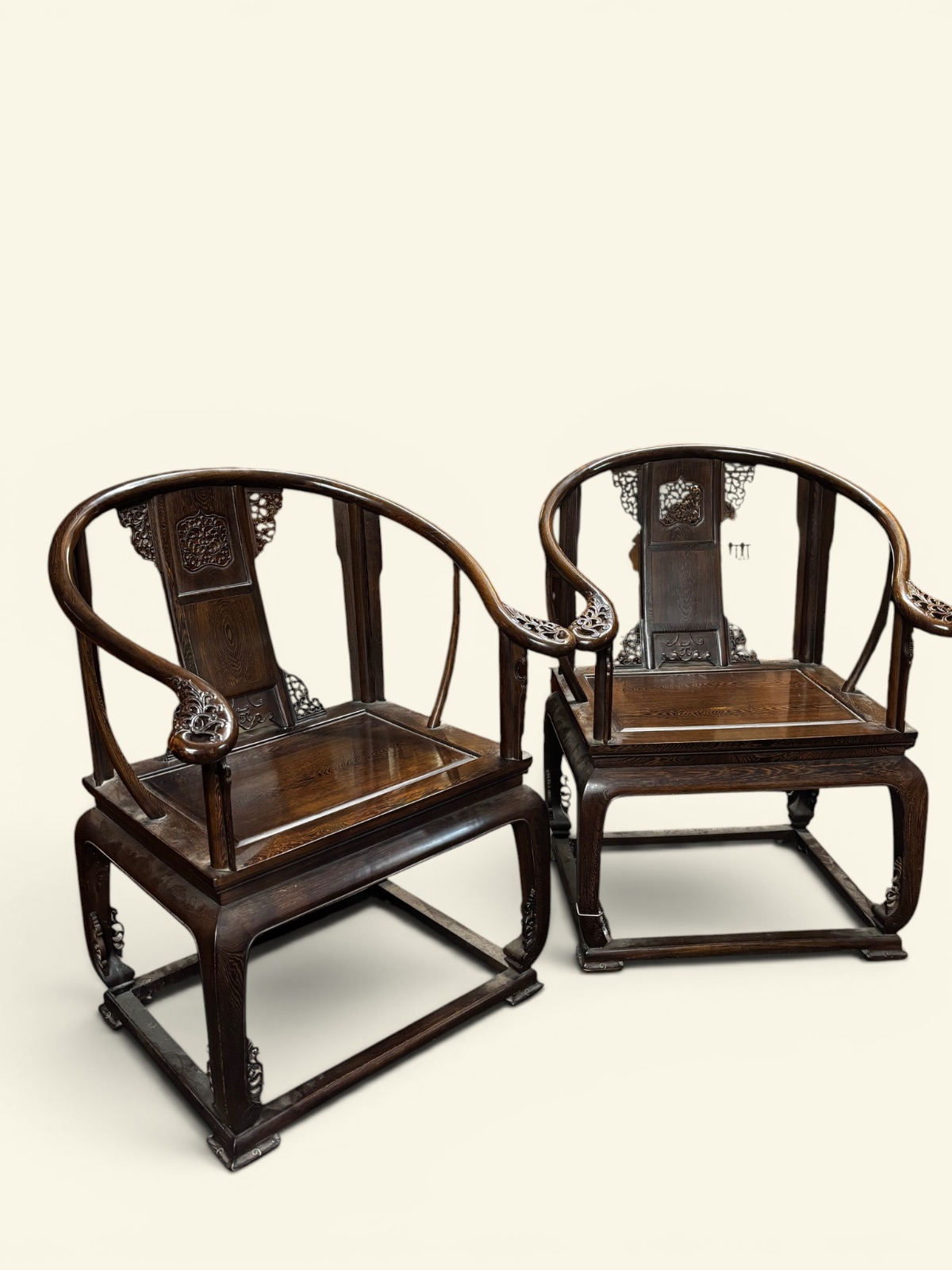 Pair of Chinese Horse-shoe back Armchairs