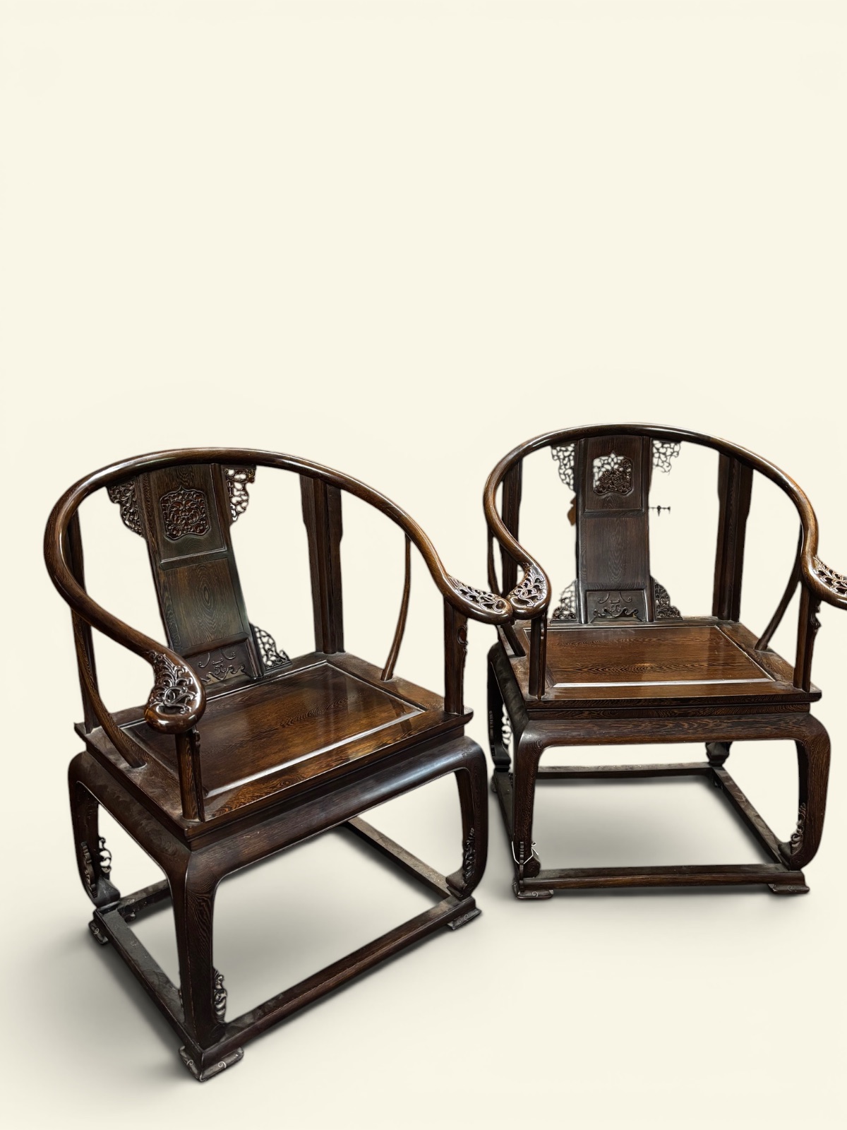 Pair of Chinese Horse-shoe back Armchairs