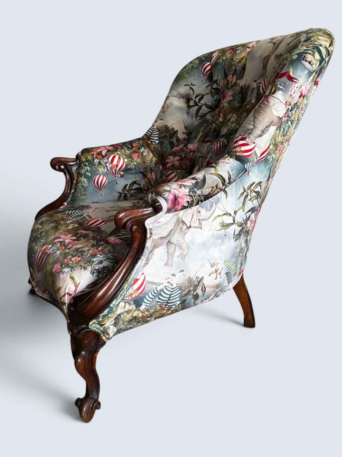 Victorian Mahogany Armchair — Newly Upholstered in Contemporary Velvet